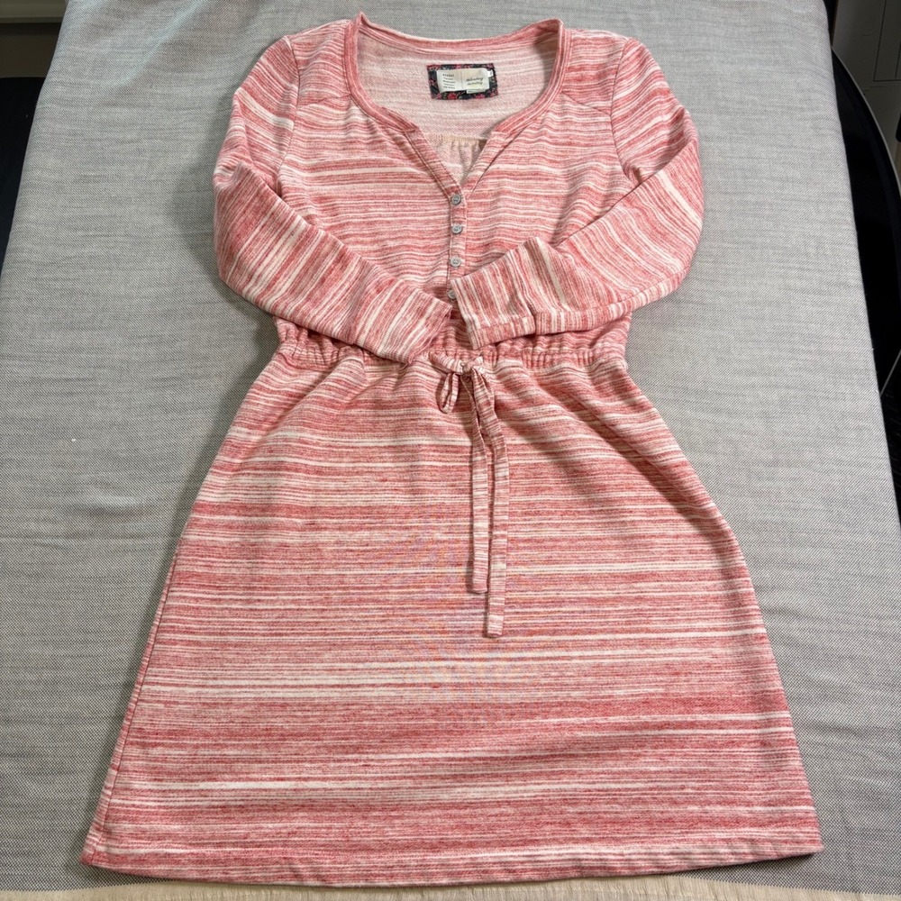 Saturday Sunday, Knit Dress, XS, Red, Anthropologie Henley Drawstring, MSRP $88